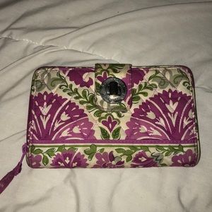 Large Vera Bradley Pink and Green Wallet